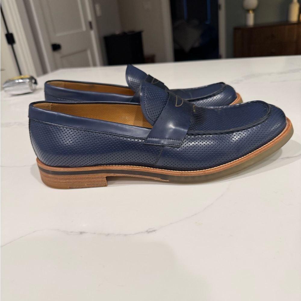 Giorgio Armani Blue and Brown Loafers Sleek Leather Slip-Ons